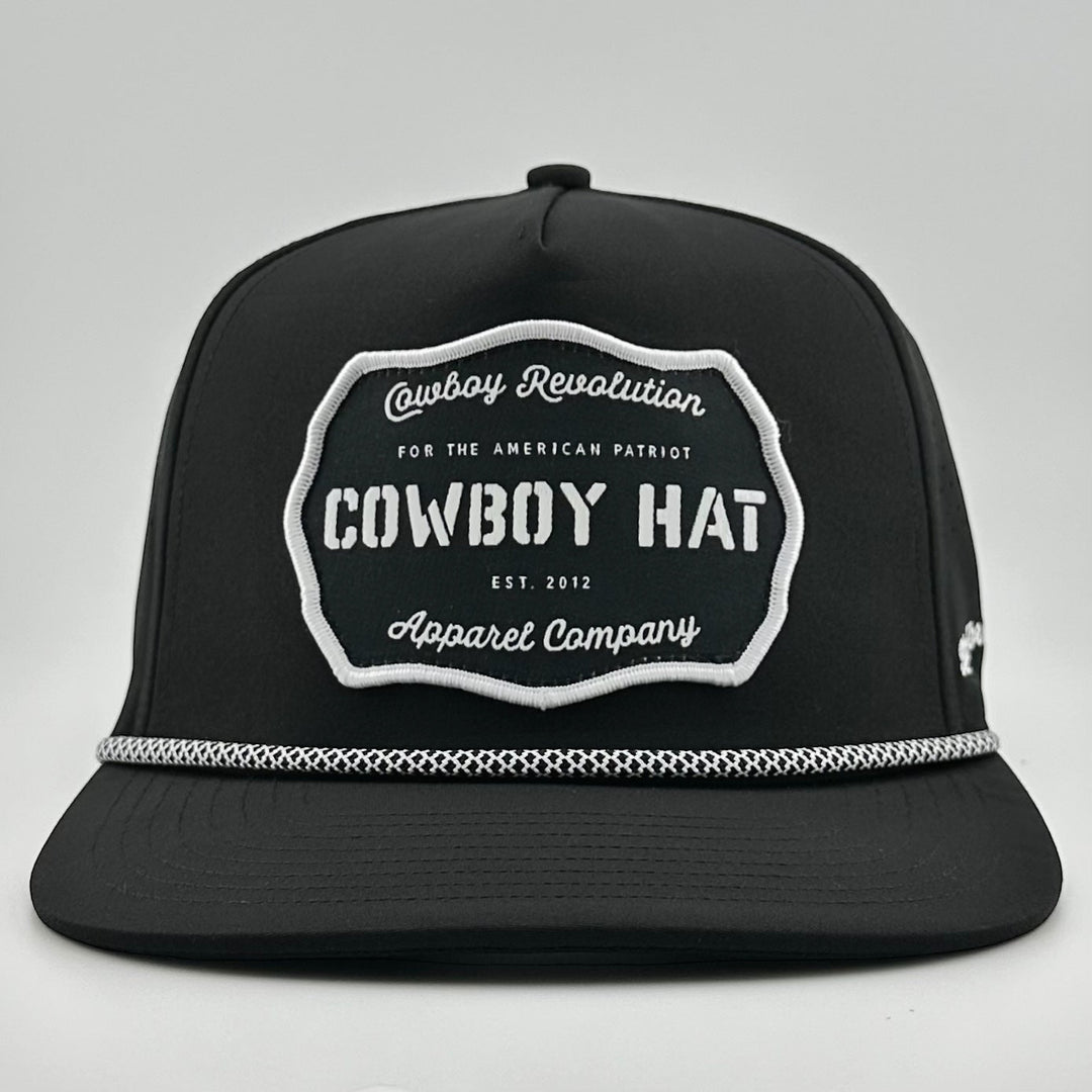 “Cowboy Hat” Performance Patch Rope Hat - Black