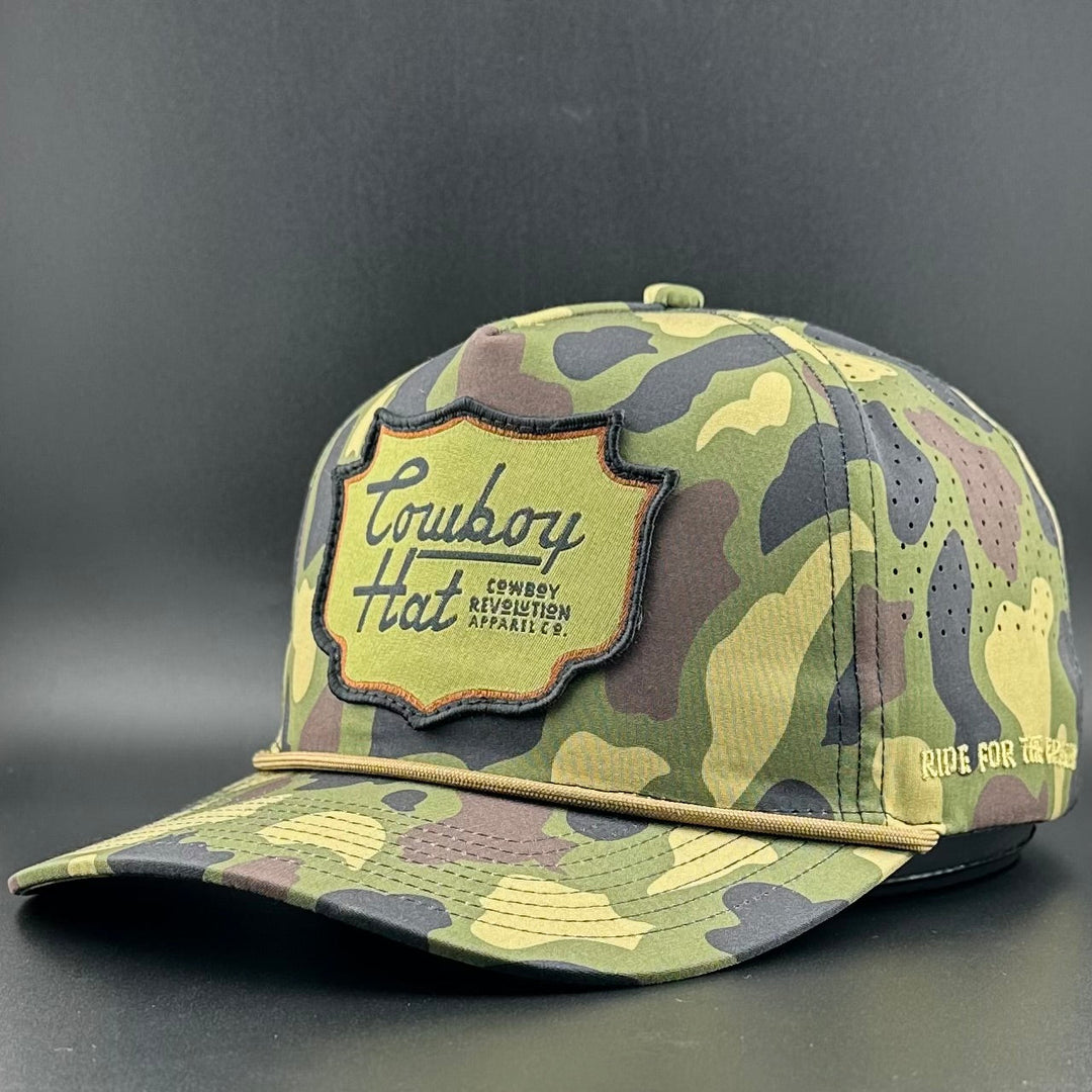 Woodland Camo Patch “Cowboy Hat” - Performance Rope Hat
