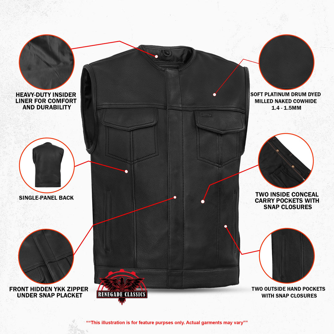 Maverick - Men's Motorcycle Leather Vest