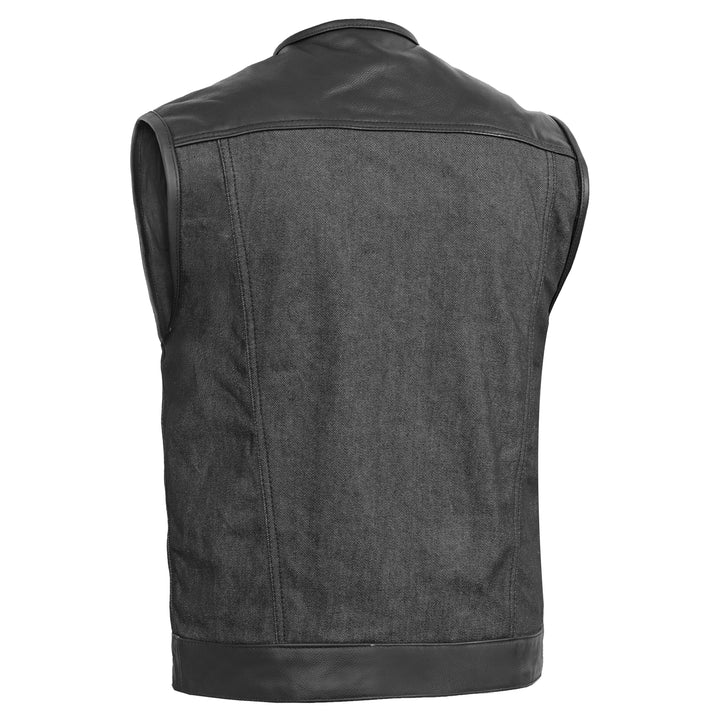Blackfusion Men's Leather-Denim Combo Motorcycle Vest