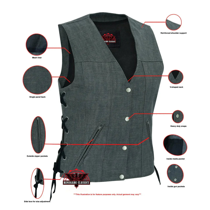 Storm Gray women's denim vest
