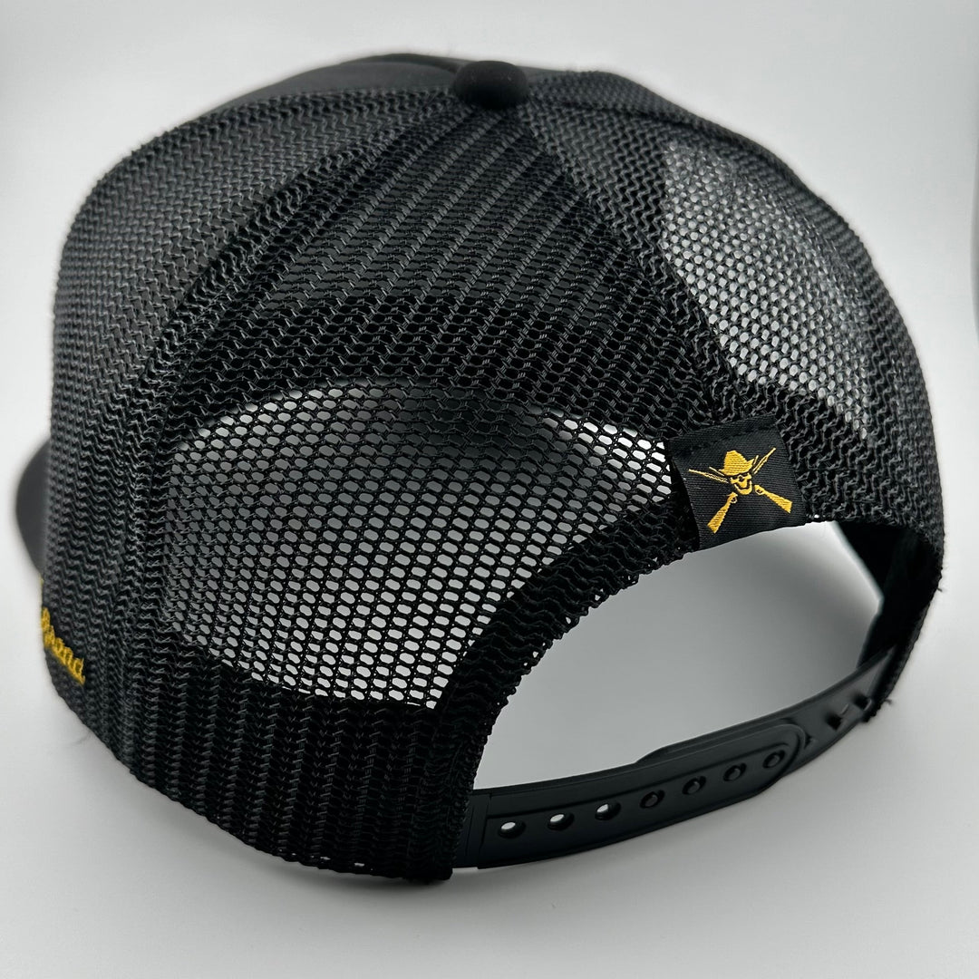 “Cowboy Hat” Patch Rope Trucker Hat - Black