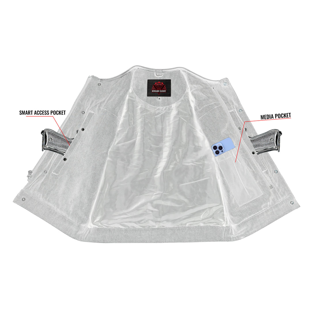 Blackfusion Men's Leather-Denim Combo Motorcycle Vest