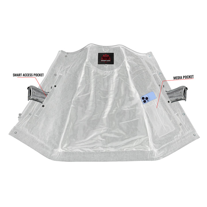 Blackfusion Men's Leather-Denim Combo Motorcycle Vest