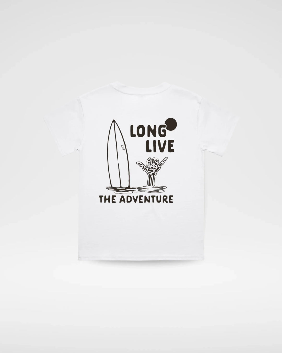 100% ORGANIC COTTON LONG LIVE THE ADVENTURE TEE - WHITE
