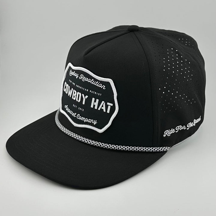 “Cowboy Hat” Performance Patch Rope Hat - Black
