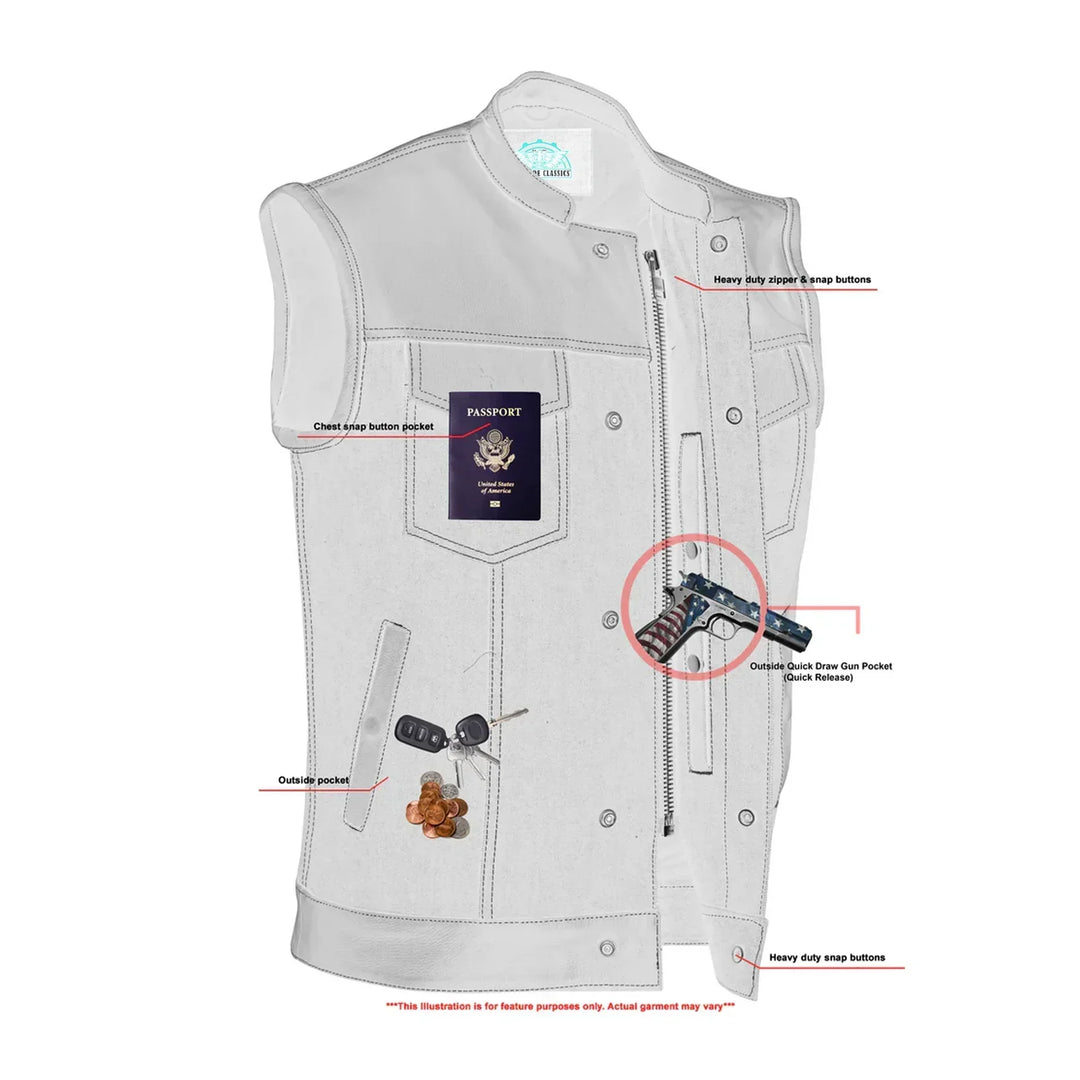 Stormskin Men's Leather-Denim Combo Motorcycle Vest