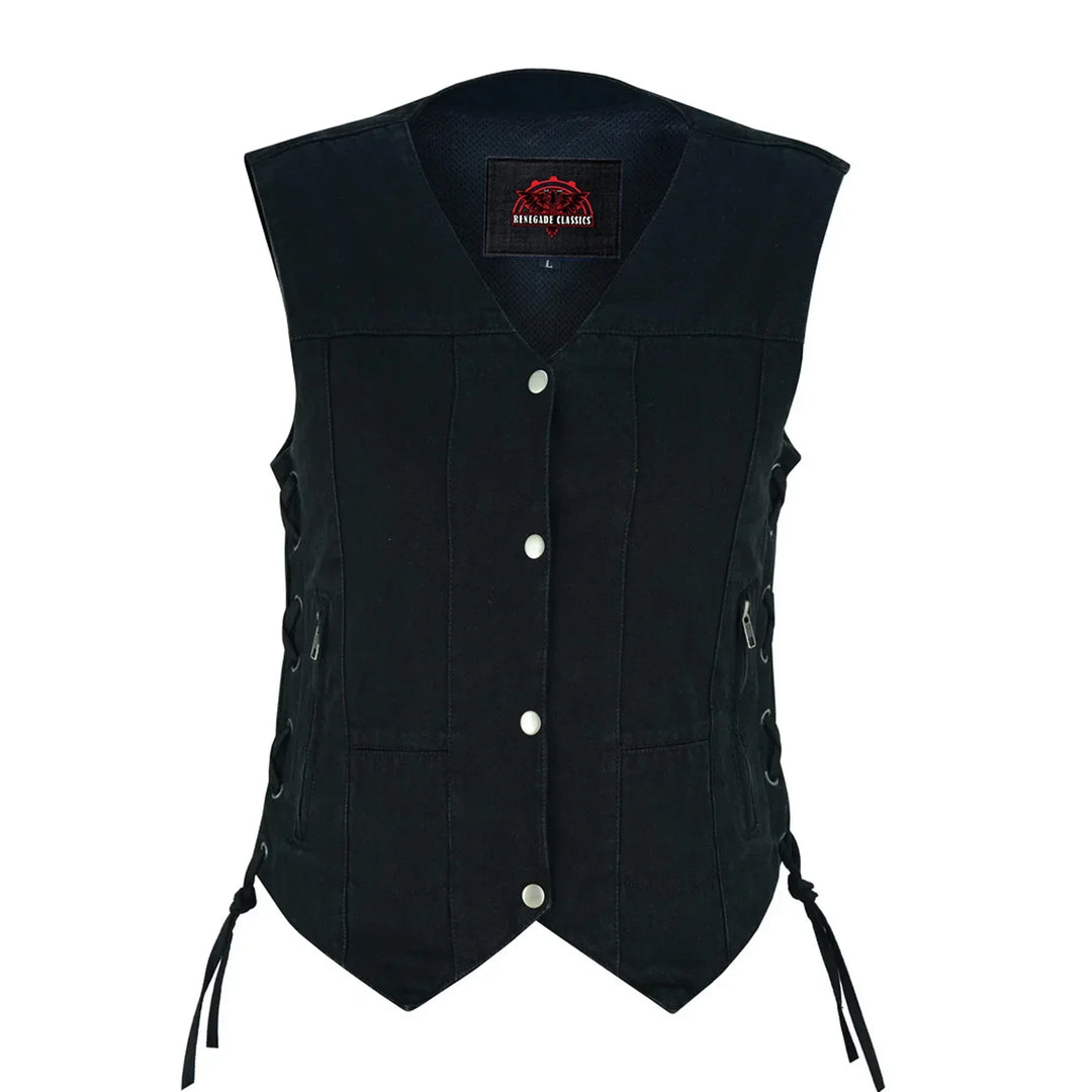 Blackened Black Womens denim vest