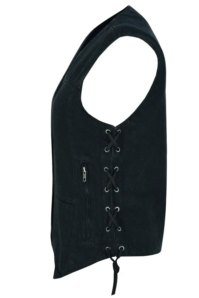 Blackened Black Womens denim vest
