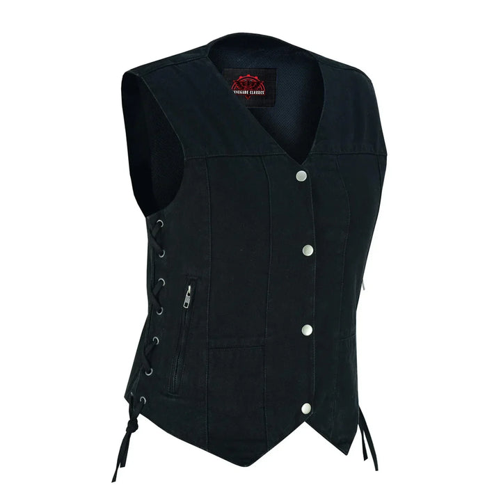 Blackened Black Womens denim vest