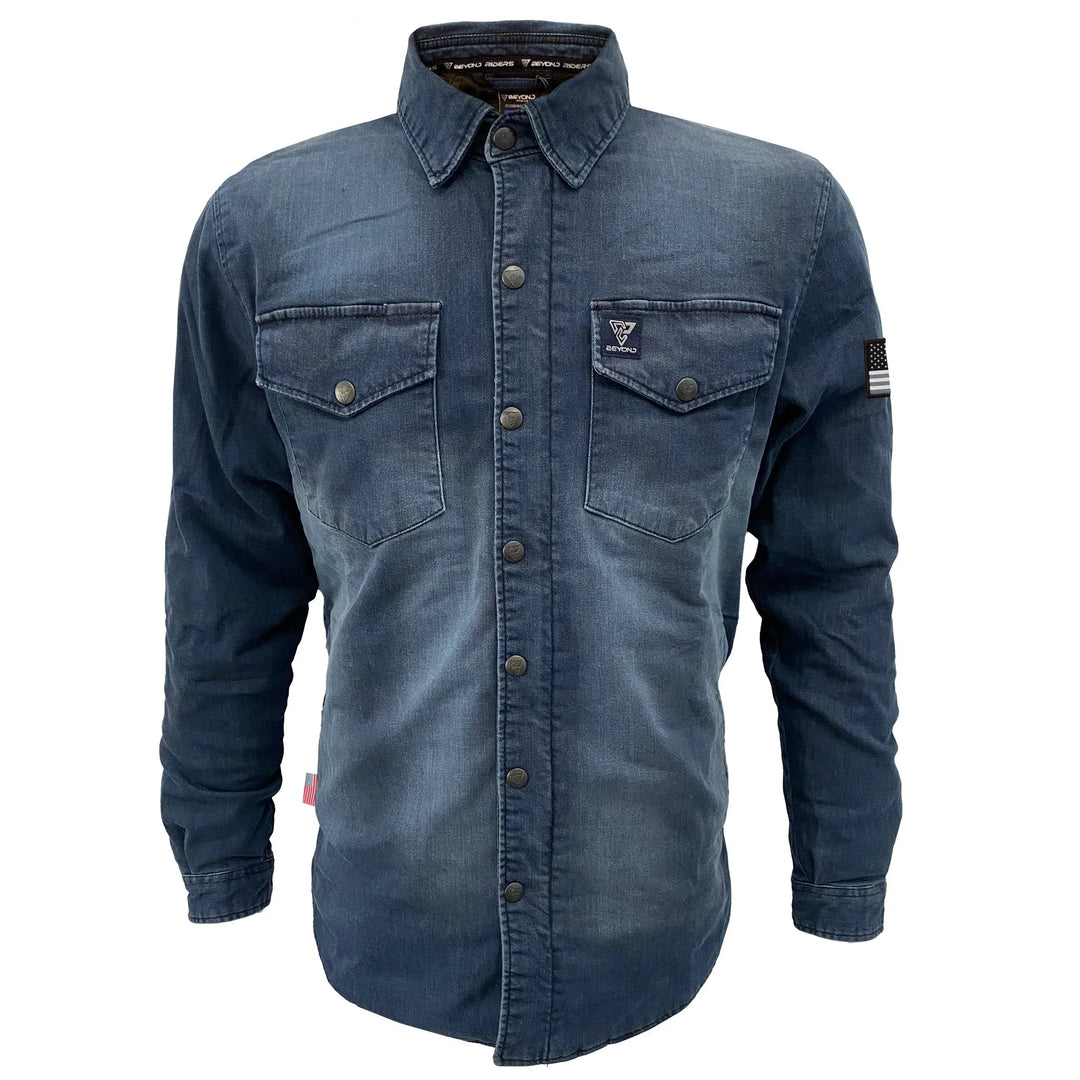 Protective Jeans Jacket - Blue Faded with Pads