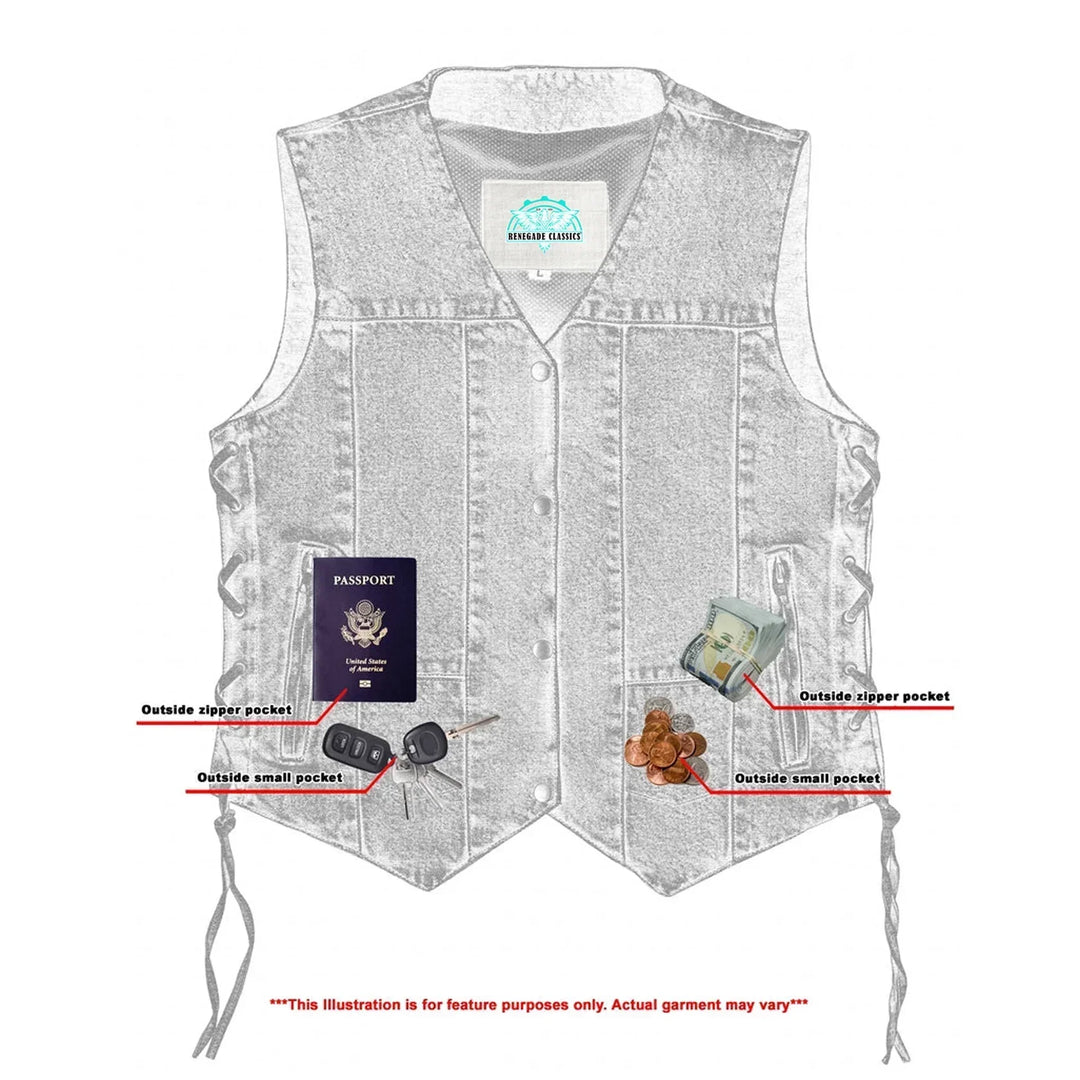 DM Women's 6 Pocket Denim Utility Vest - Blue