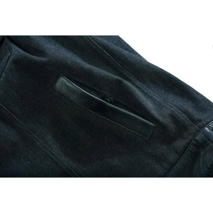 Blackfusion Men's Leather-Denim Combo Motorcycle Vest