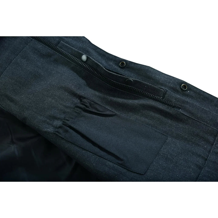Blackfusion Men's Leather-Denim Combo Motorcycle Vest