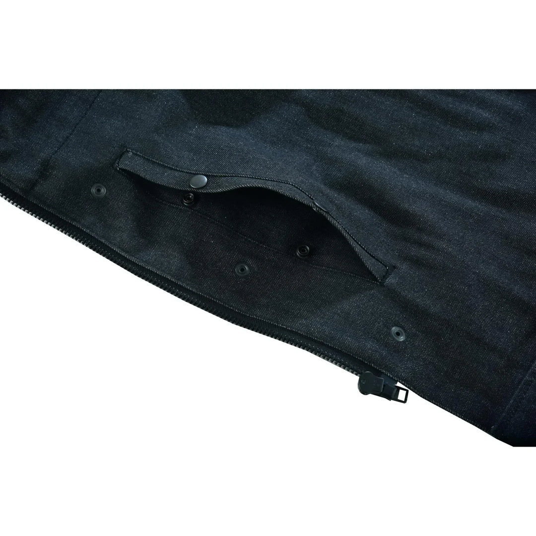 Blackfusion Men's Leather-Denim Combo Motorcycle Vest