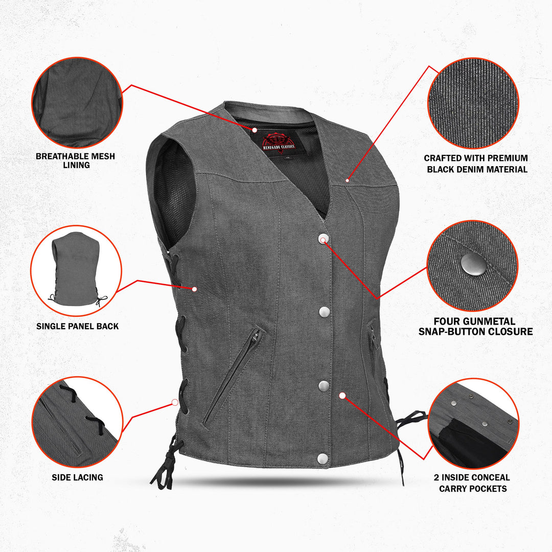 Storm Gray women's denim vest