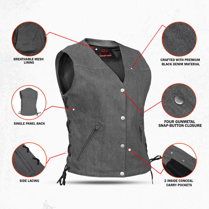 Storm Gray women's denim vest