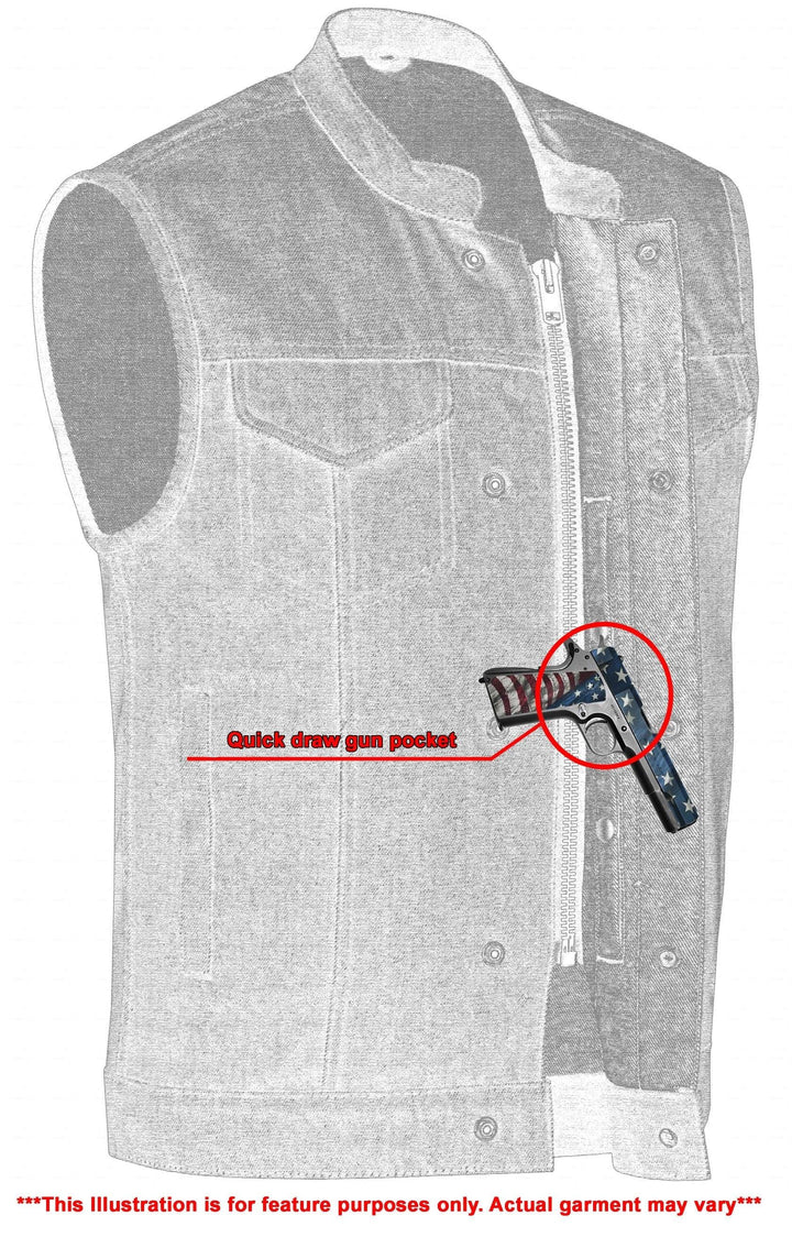 True blue Men's Denim Motorcycle Vest