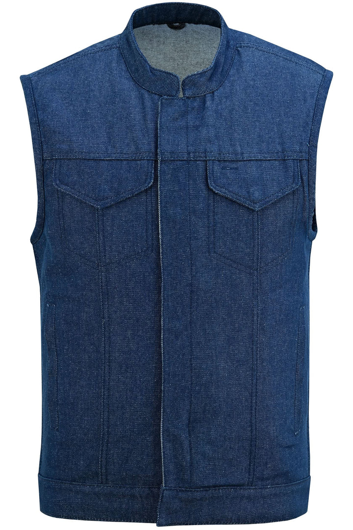 True blue Men's Denim Motorcycle Vest