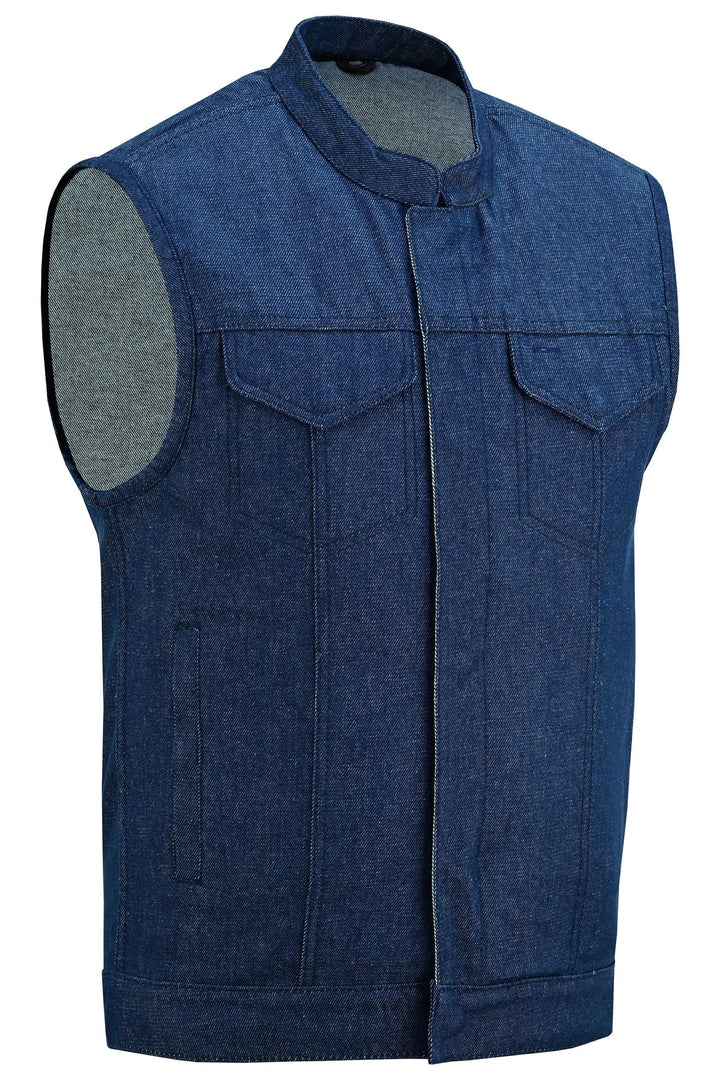 True blue Men's Denim Motorcycle Vest