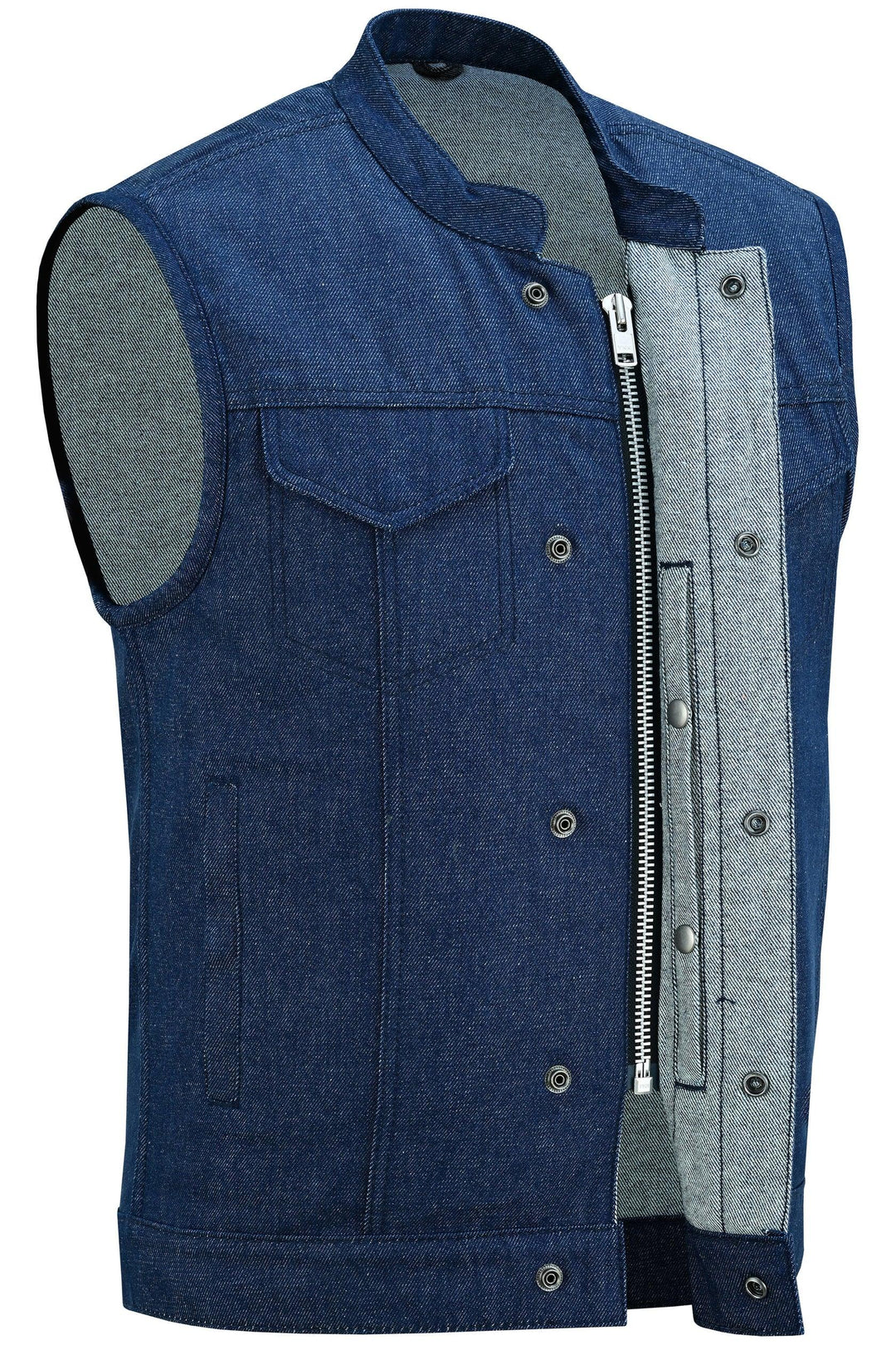 True blue Men's Denim Motorcycle Vest