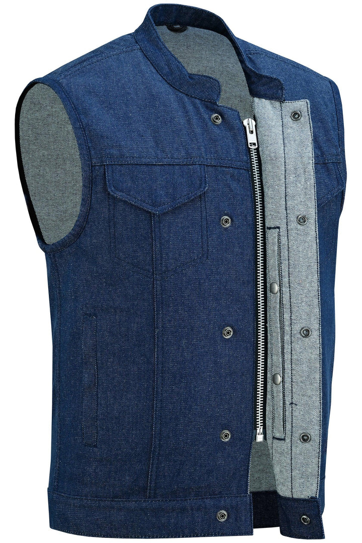 True blue Men's Denim Motorcycle Vest
