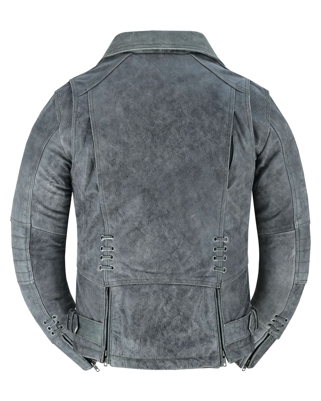 Frost Fury Women's Leather Biker Jacket – Gray