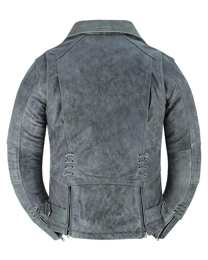 Frost Fury Women's Leather Biker Jacket – Gray