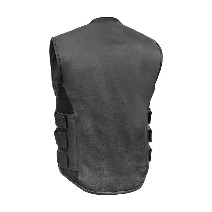 Silent Strike Black Leather SWAT Style Motorcycle Vest