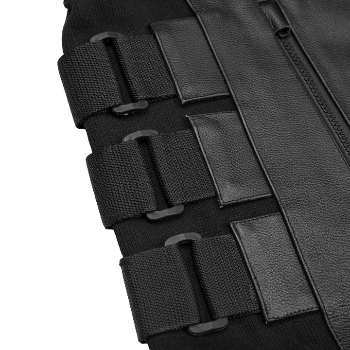 Silent Strike Black Leather SWAT Style Motorcycle Vest