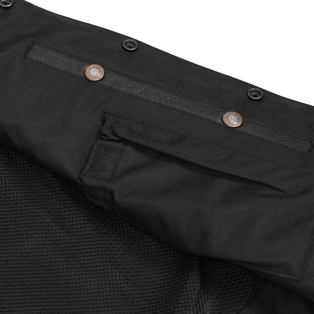 Guild Gold Men's Leather Motorcycle Vest - Black