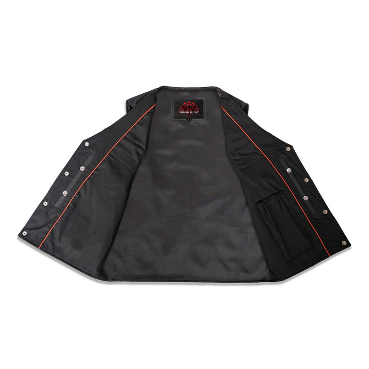 Wild Nickel Men's Leather Motorcycle Vest - Black
