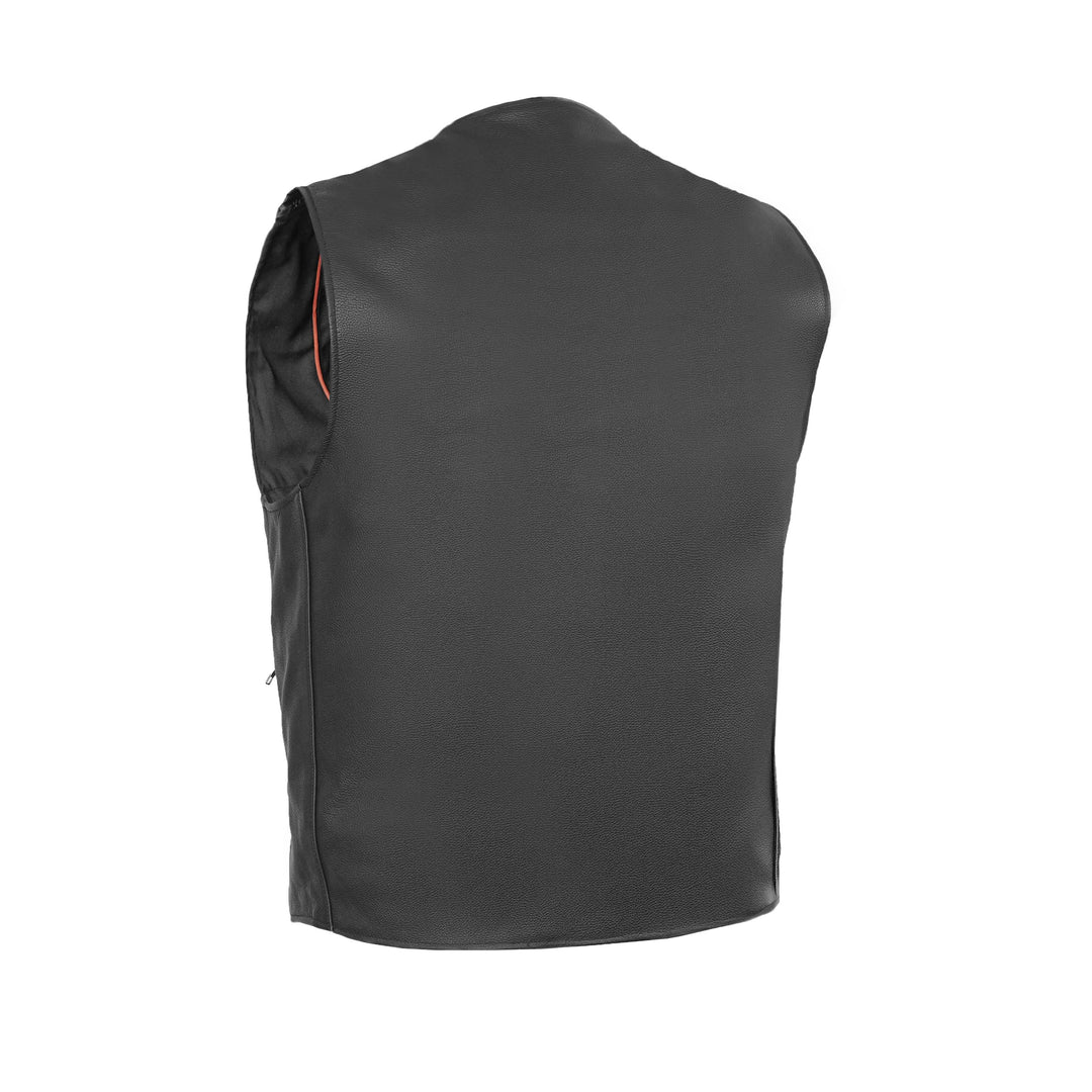 Wild Nickel Men's Leather Motorcycle Vest - Black