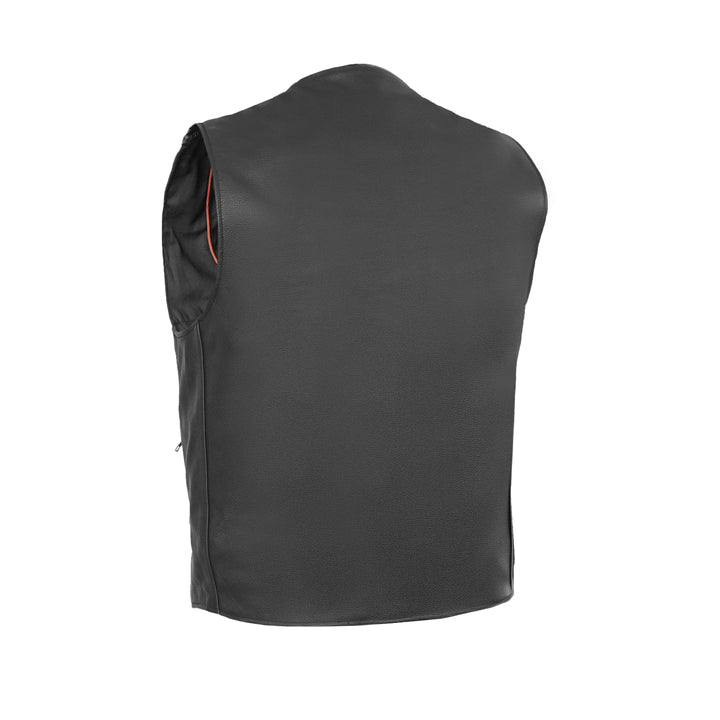 Wild Nickel Men's Leather Motorcycle Vest - Black