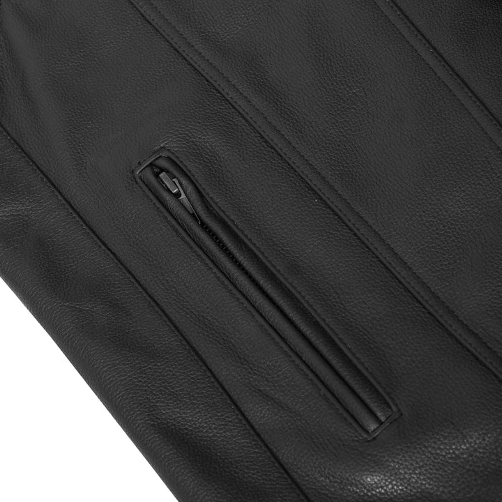 Wild Nickel Men's Leather Motorcycle Vest - Black