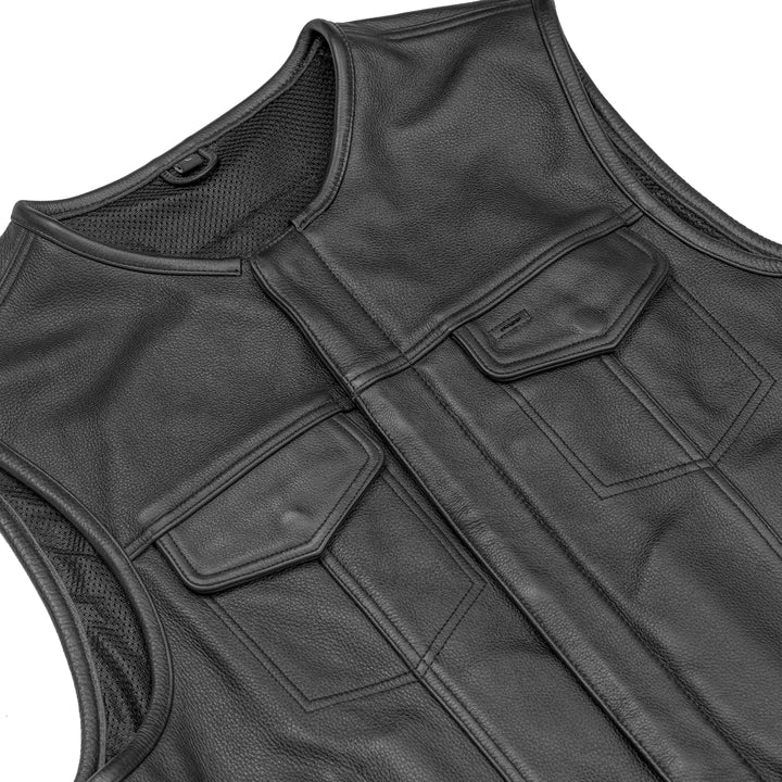 Target Men's Leather Motorcycle Vest – Black