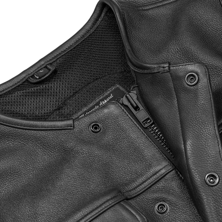 Target Men's Leather Motorcycle Vest – Black