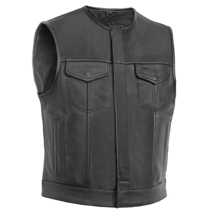 Target Men's Leather Motorcycle Vest – Black