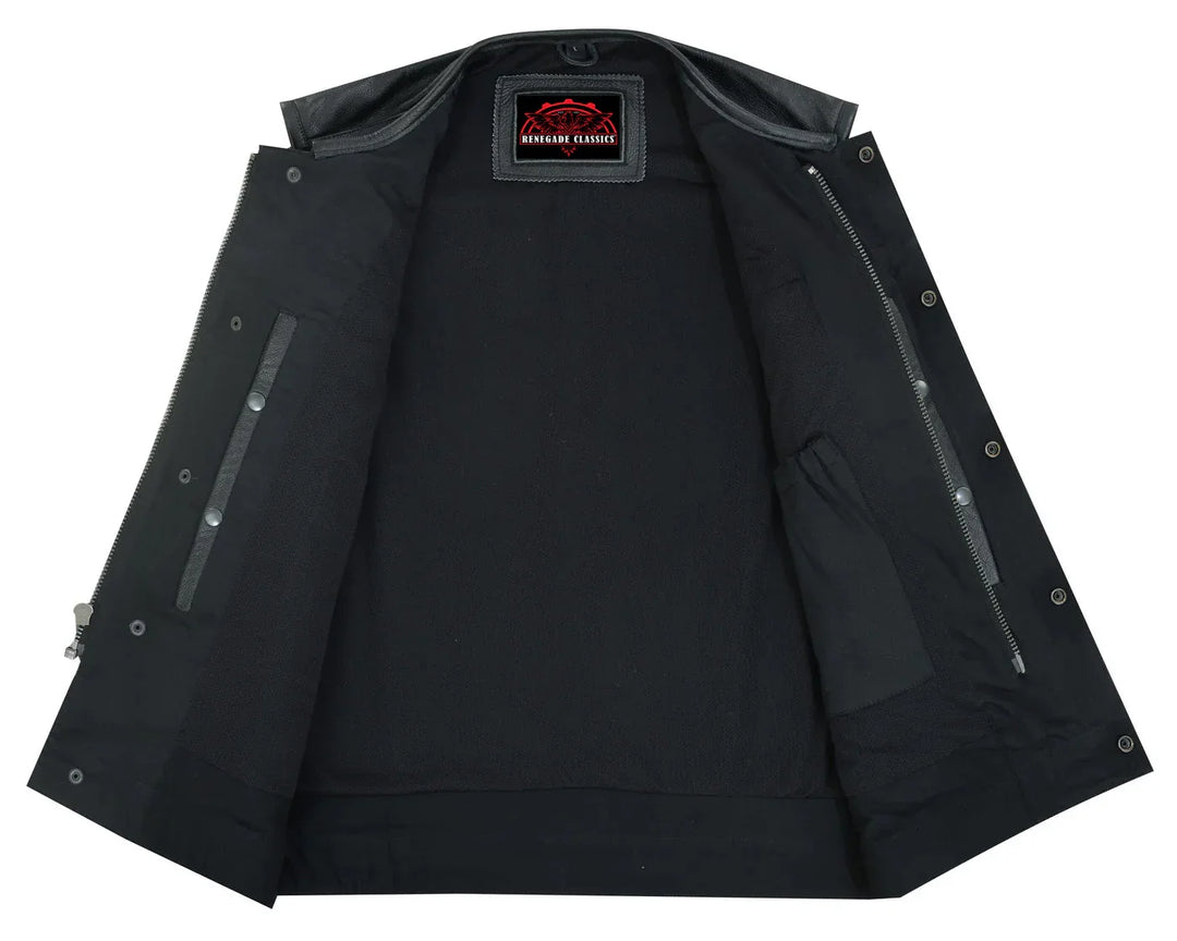 Cool EdgeMen's Leather Biker Vest - Black