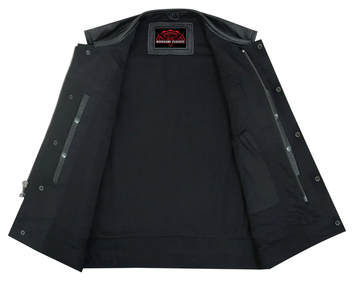 Cool EdgeMen's Leather Biker Vest - Black