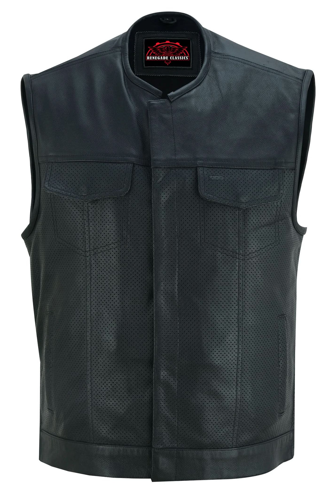 Cool EdgeMen's Leather Biker Vest - Black