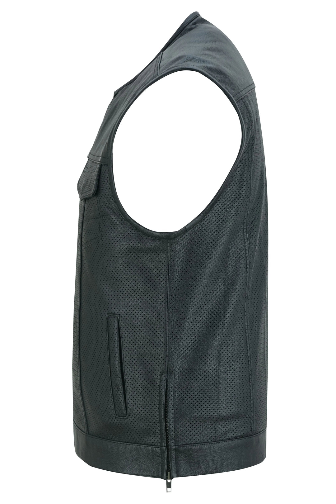 Cool EdgeMen's Leather Biker Vest - Black