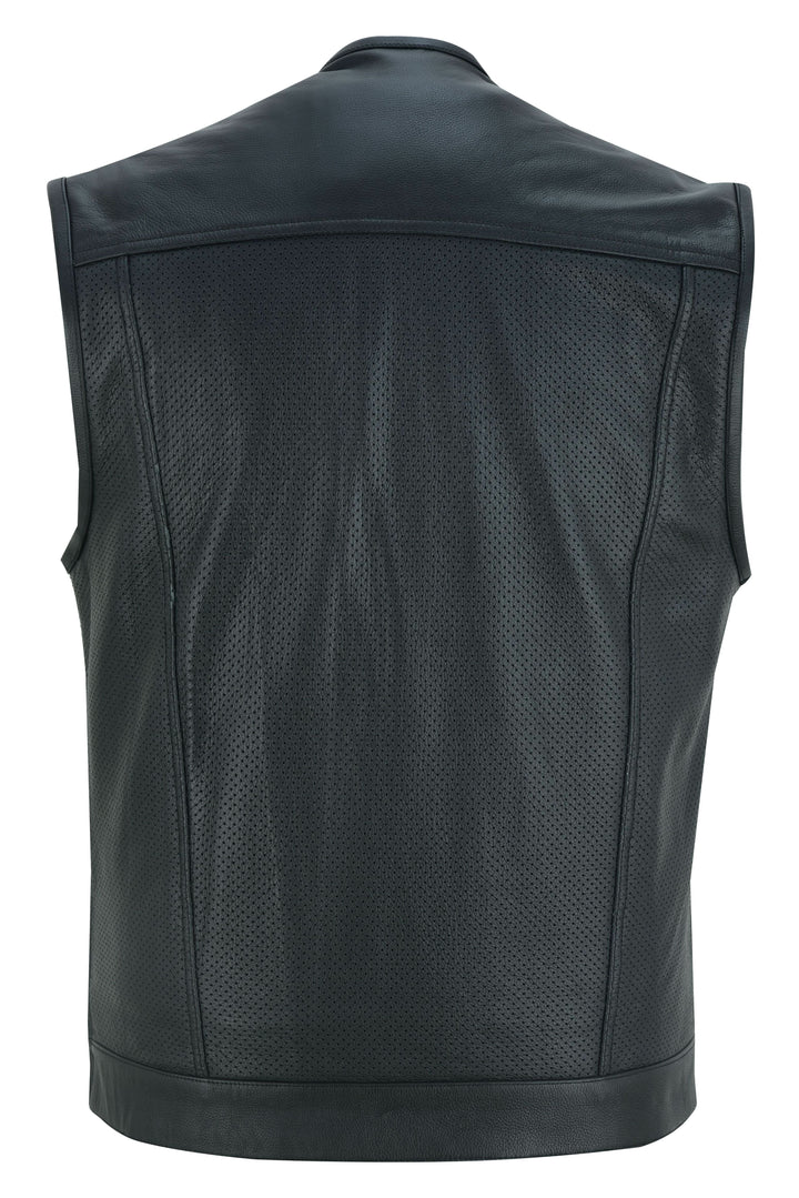 Cool EdgeMen's Leather Biker Vest - Black