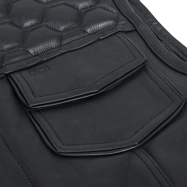 Wayne Black Horse Men's Leather Motorcycle Vest