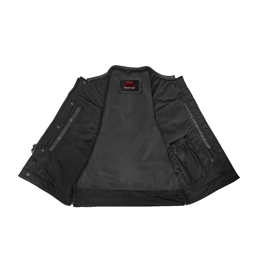 Wayne Black Horse Men's Leather Motorcycle Vest