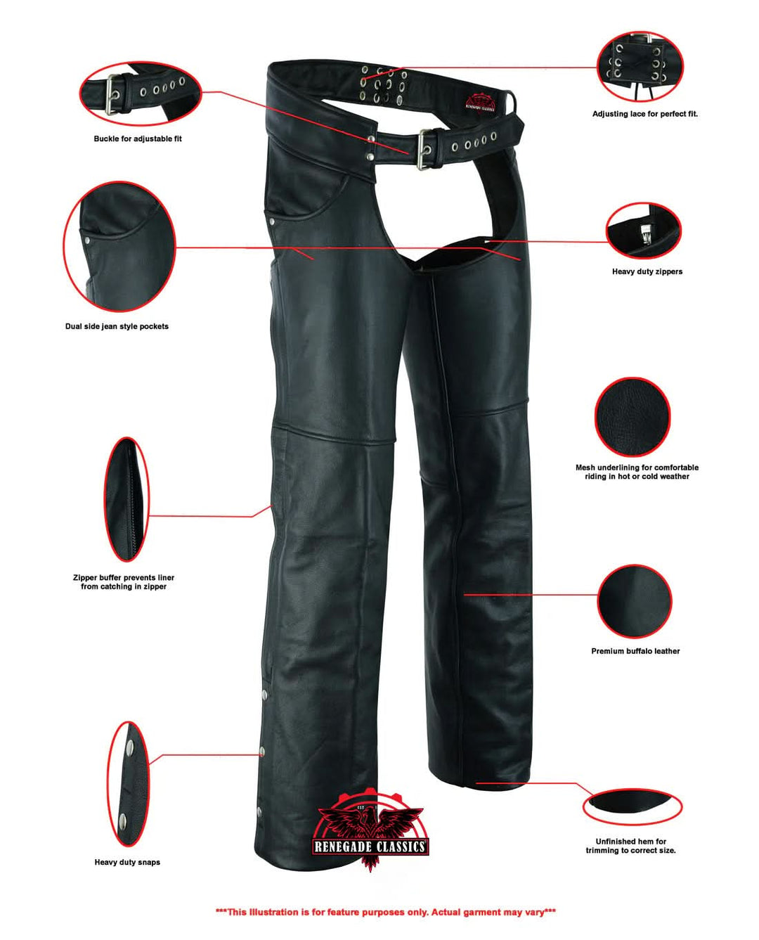 Tall Classic Leather Chaps with Jeans Pockets