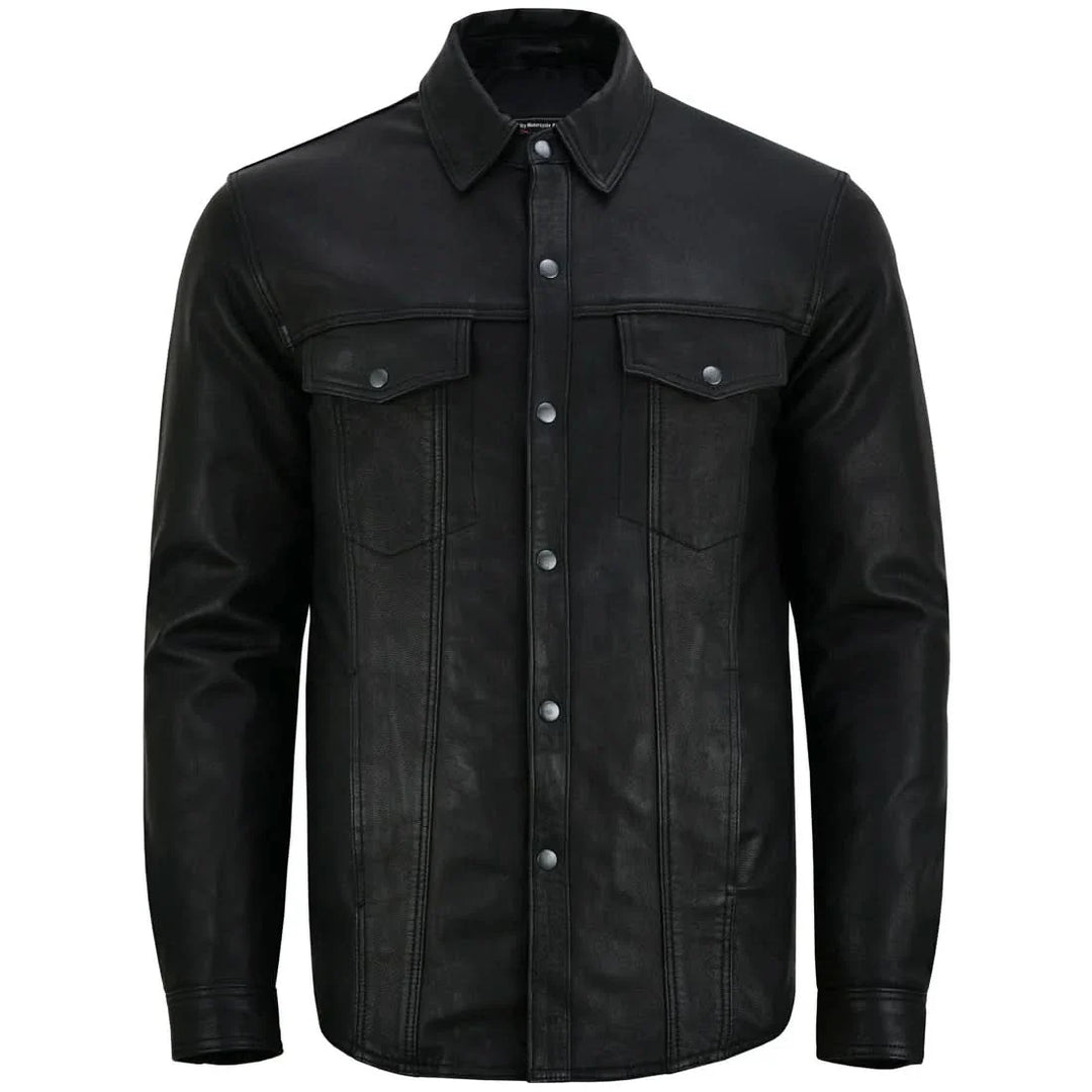 Men's Premium Lightweight  Black Leather Shirt