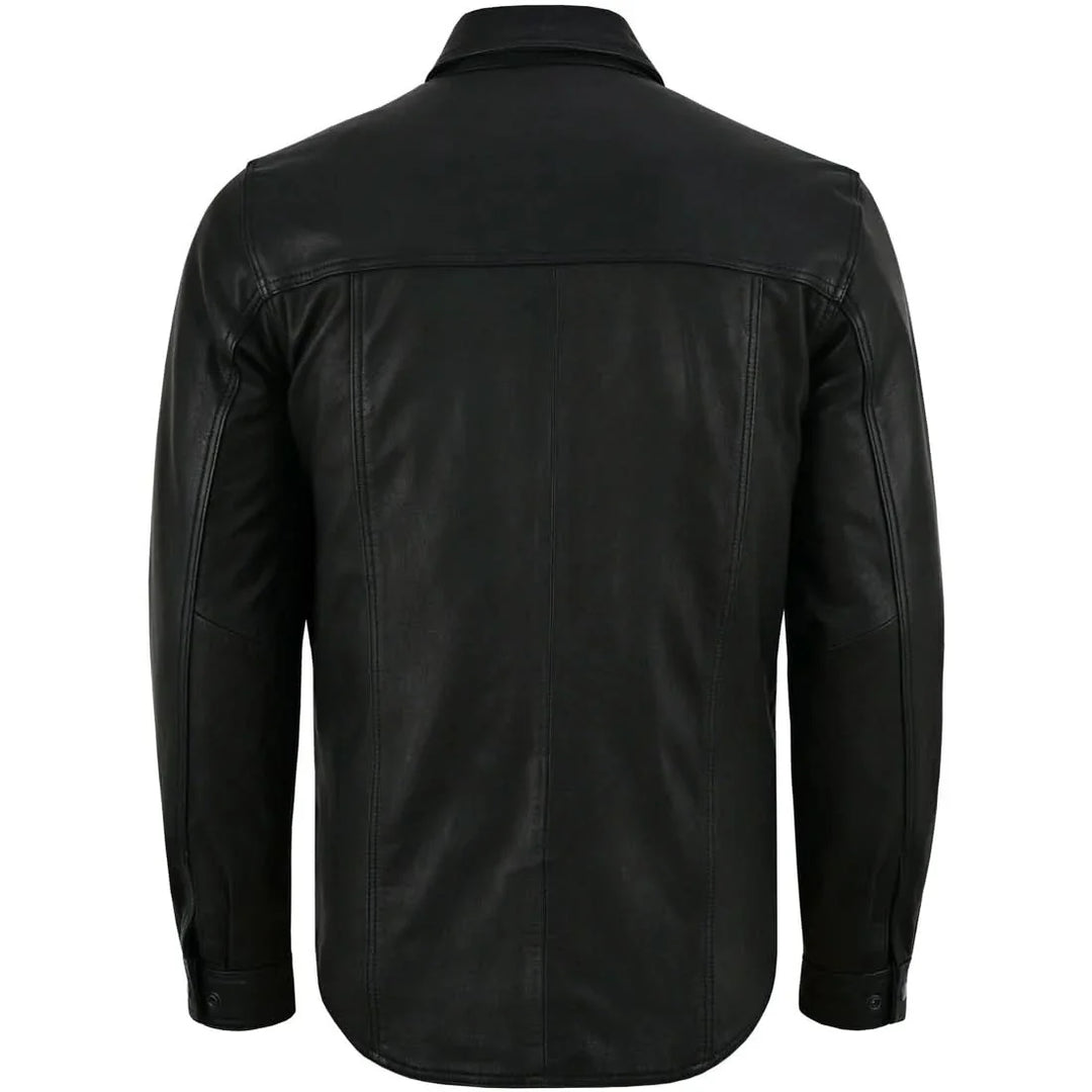 Men's Premium Lightweight  Black Leather Shirt
