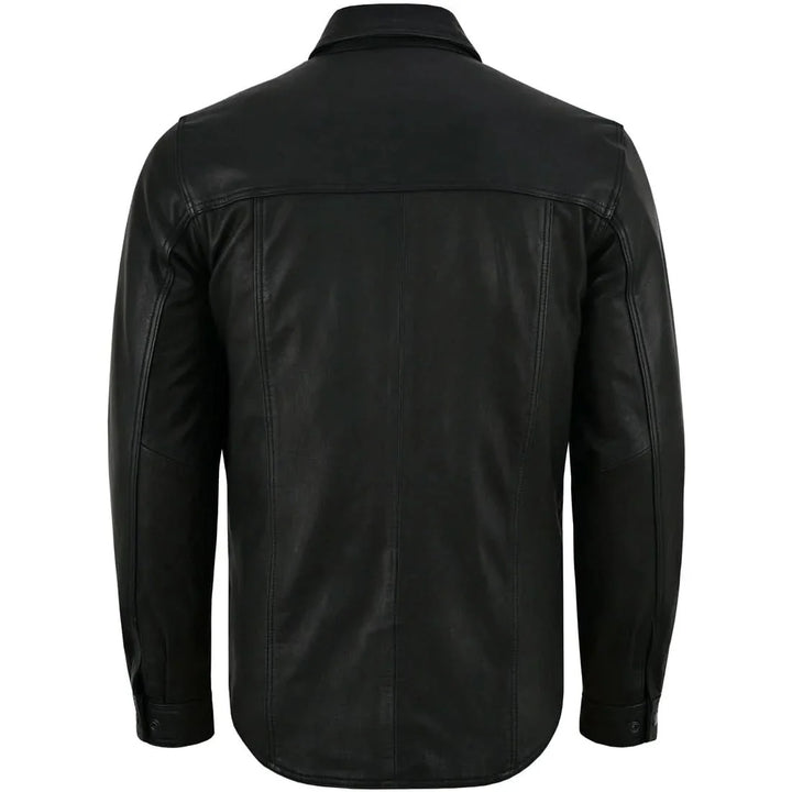 Men's Premium Lightweight  Black Leather Shirt