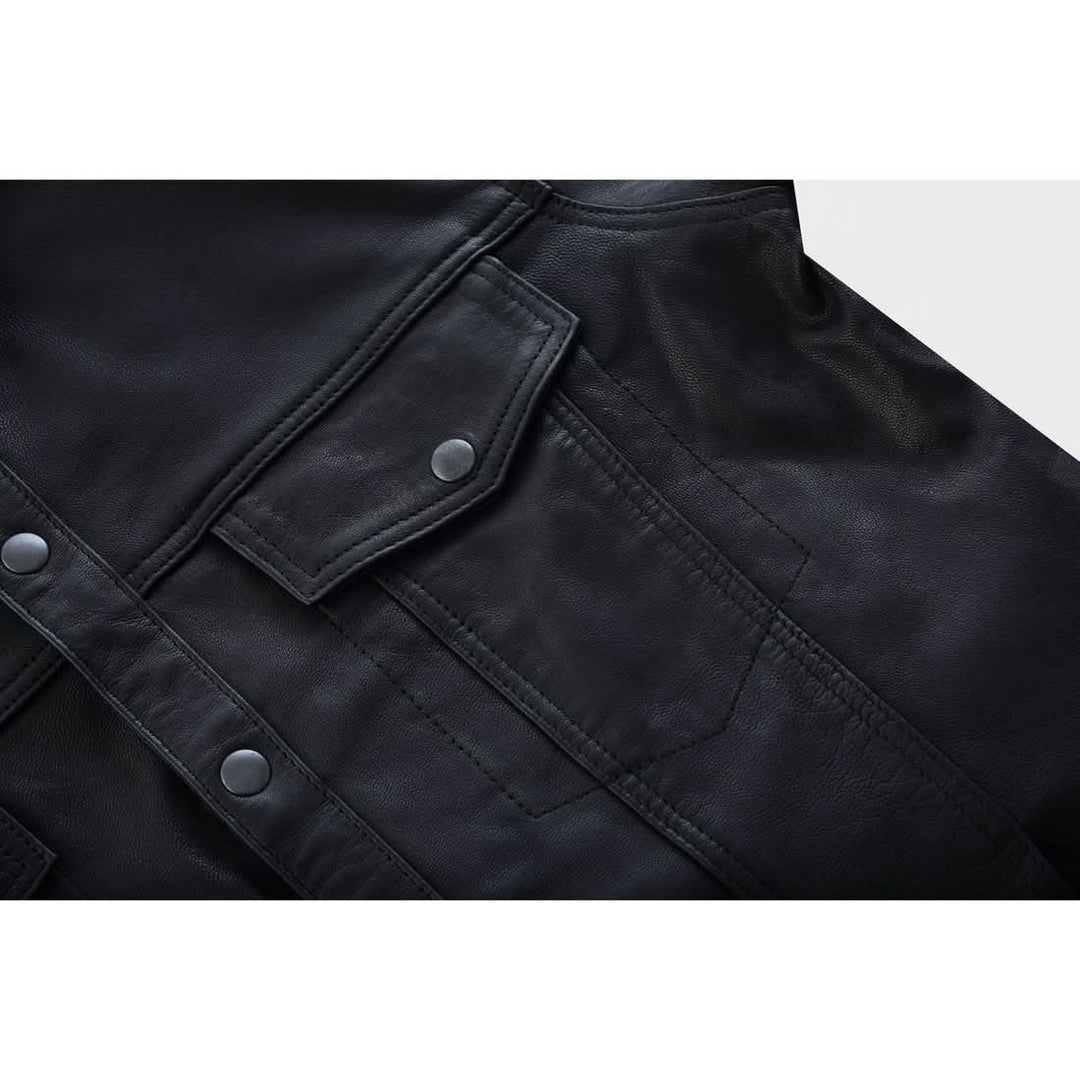 Men's Premium Lightweight  Black Leather Shirt